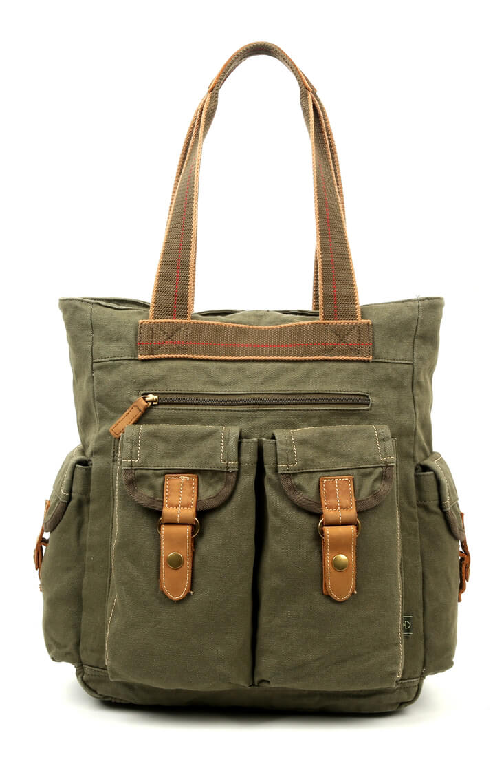 TSD Brand Oak Hill Canvas Tote Olive