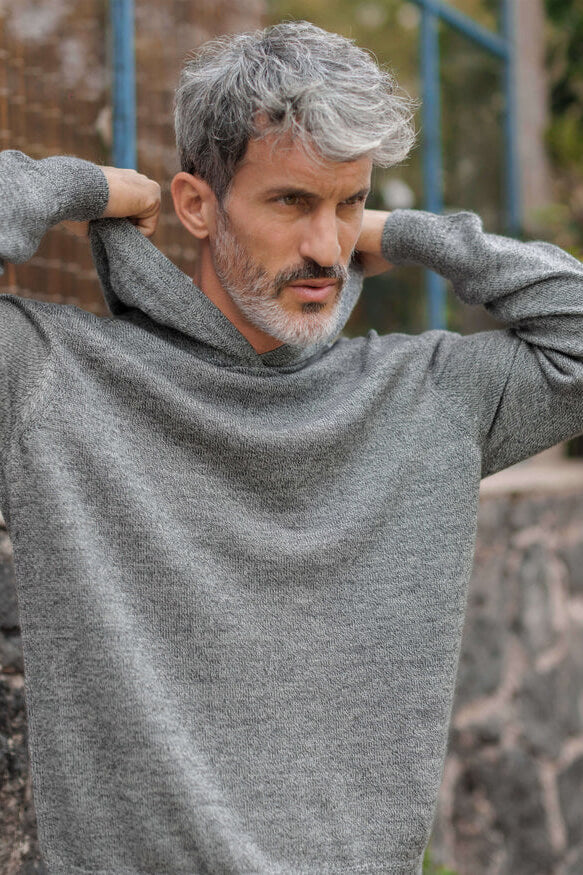 Man wearing Alex Crane Campo Hoodie in waterfall