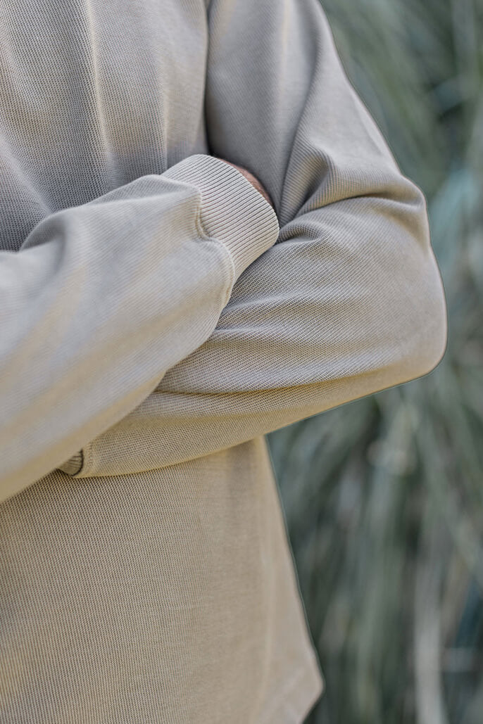 Alex Crane Caza Crewneck in clay close up texture