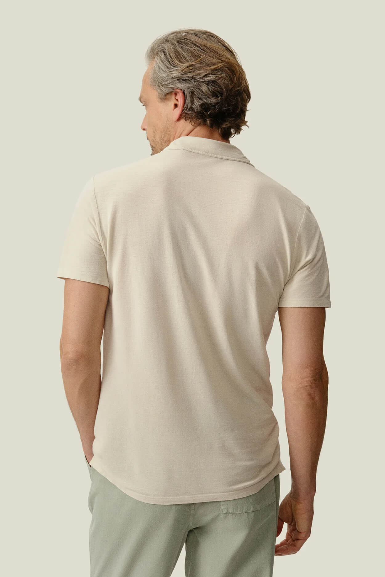 Alex Crane Crepe Polo in cream