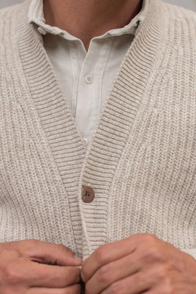 Alex Crane Vale Cardigan in bone close up