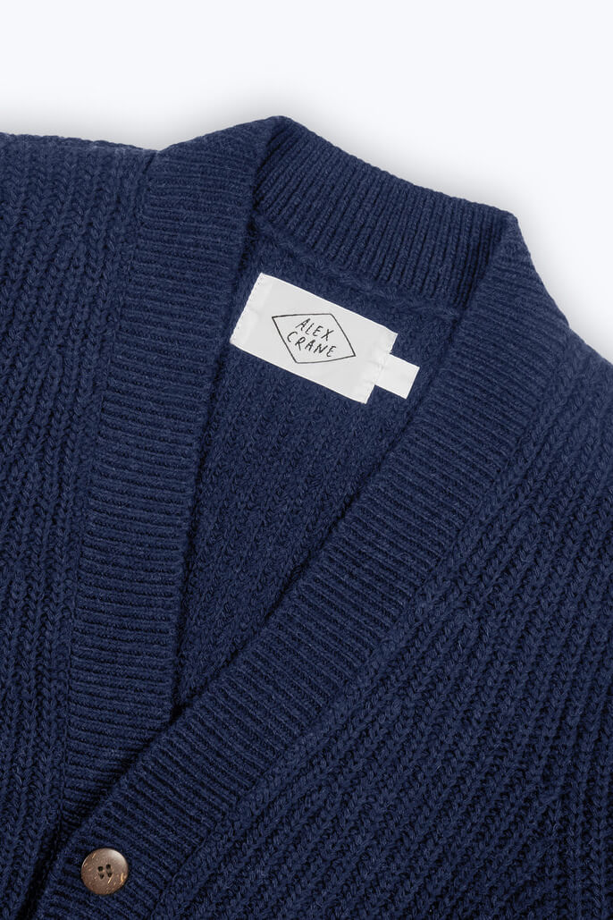Alex Crane Vale Cardigan in indigo texture