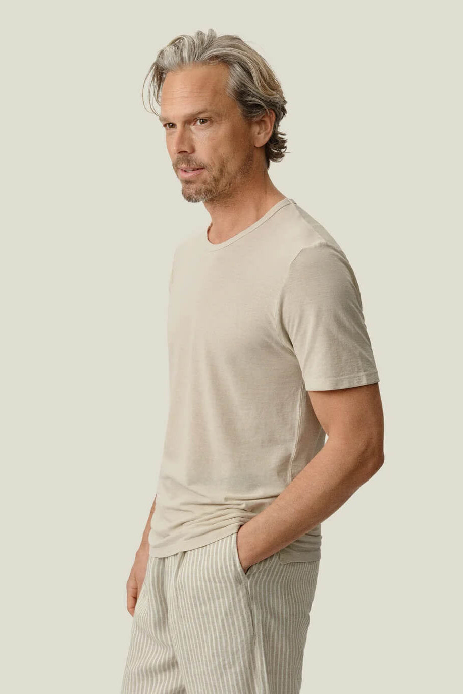 Alex Crane Crepe Tee in Cream style