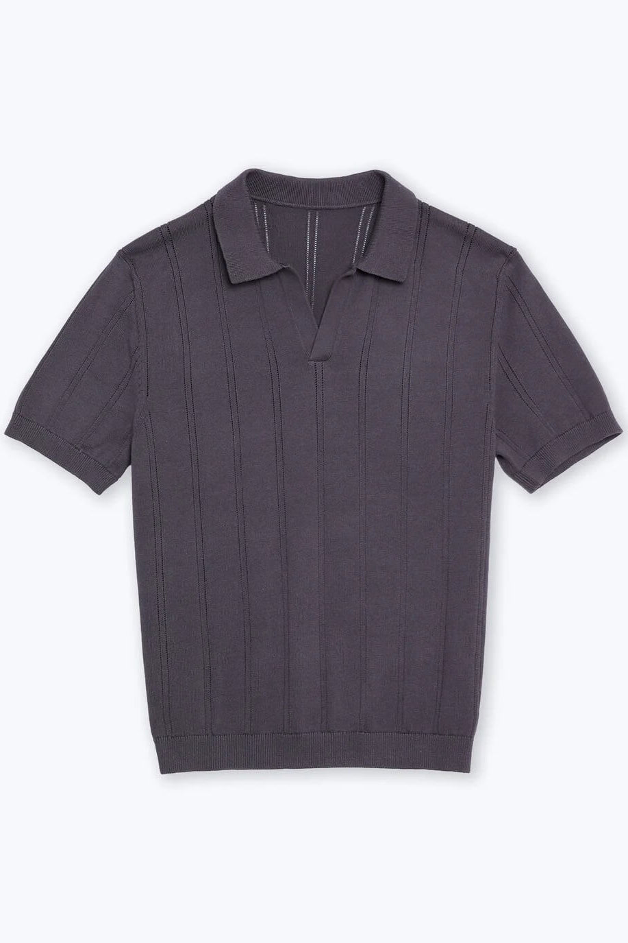Alex Crane Lolo Drop Needle Sweater Polo in Ash