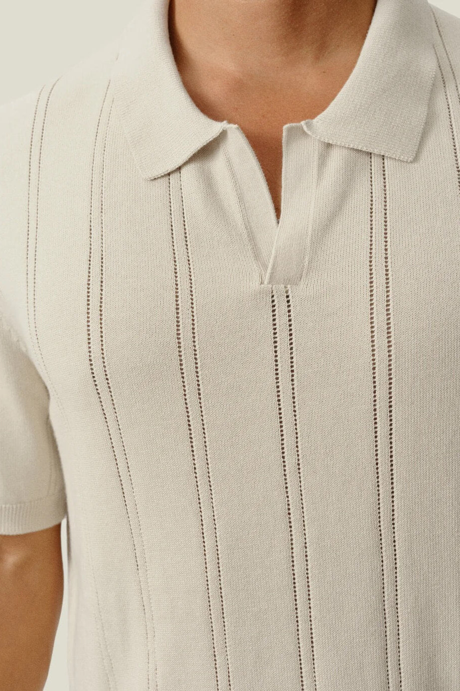 Alex Crane Lolo Drop Needle Sweater Polo in Shell details