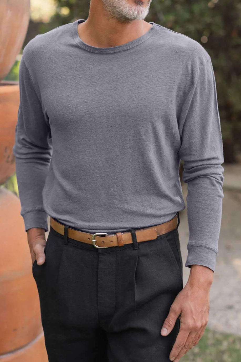 Alex Crane Long Sleeve Sun Tee in Slate fit