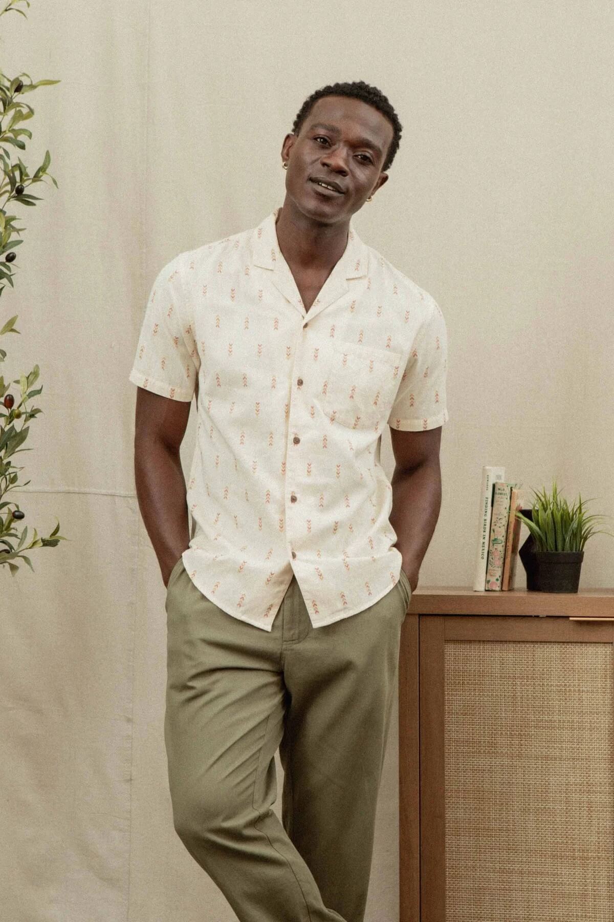 Bridge and Burn The Collins Slim Shirt in Dune Chevron