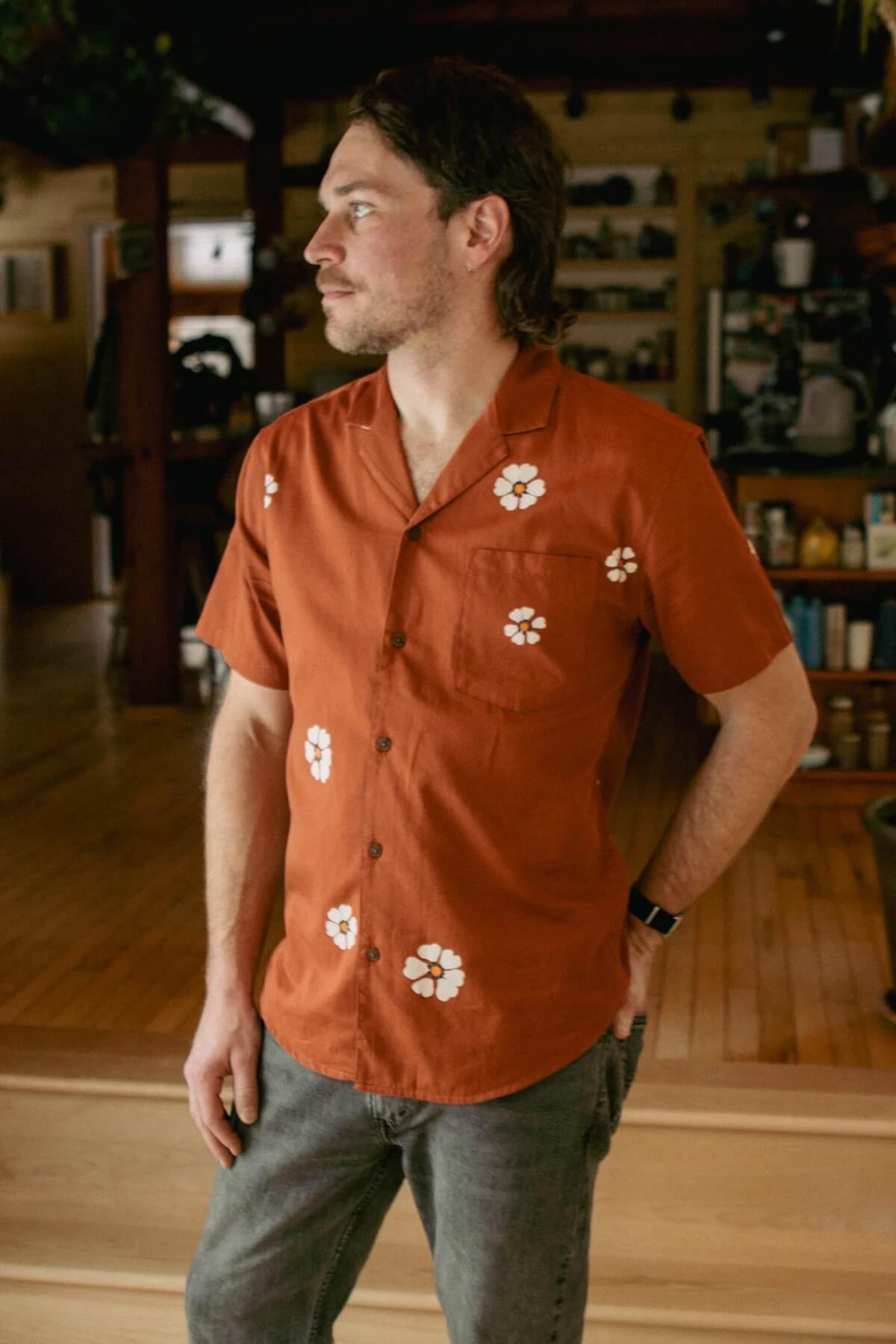 Bridge and burn The Collins Slim Shirt in Redstone