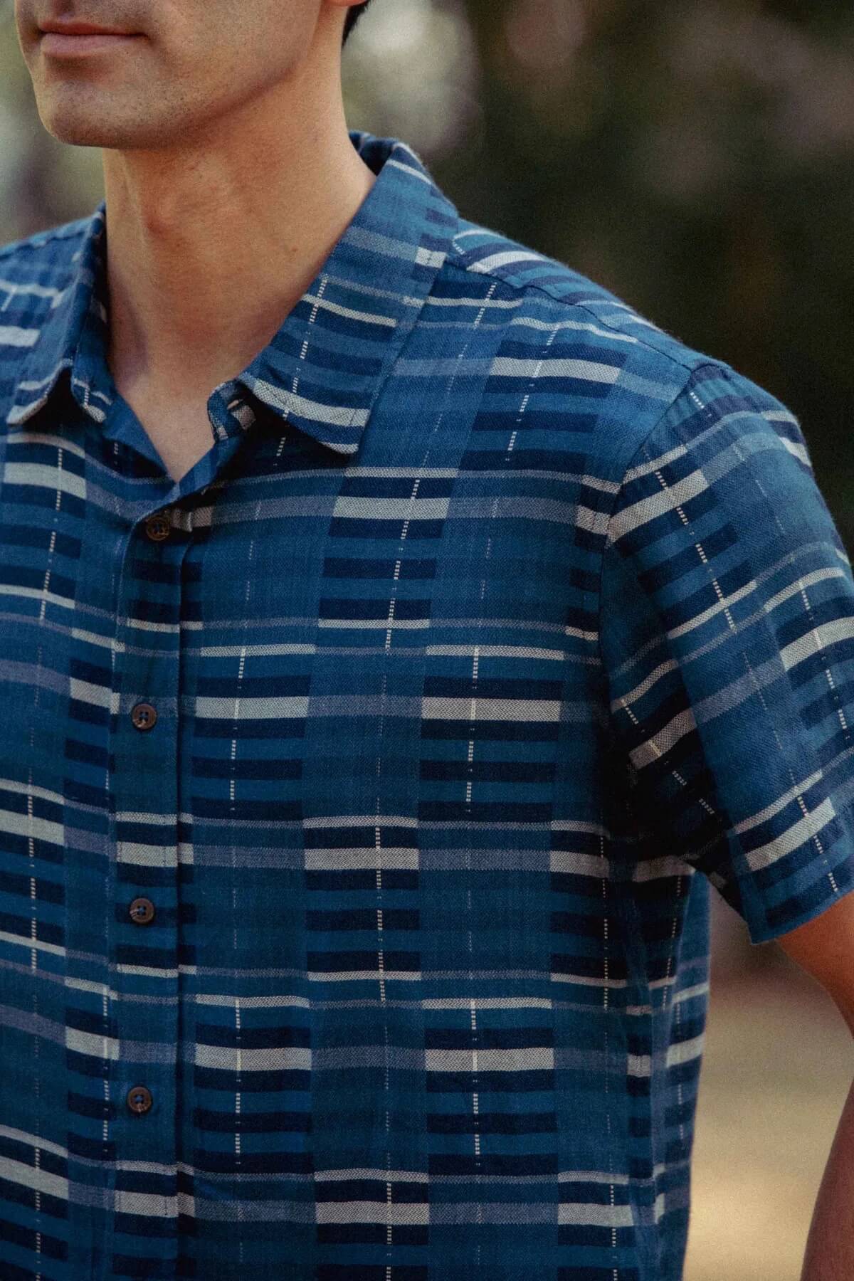 Bridge & Burn The Emerson Shirt in Stormcrest Stripe close up