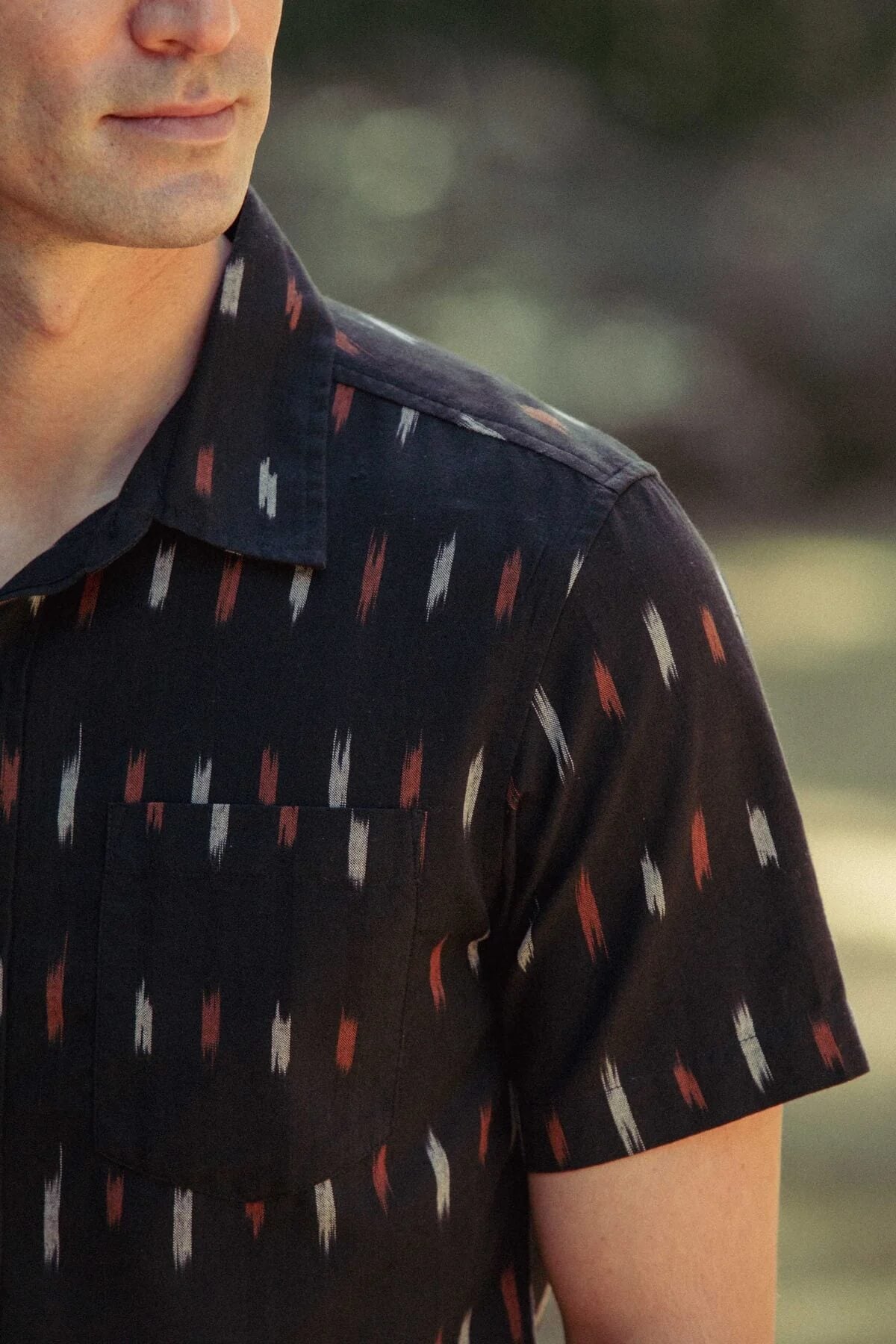 Bridge and Burn The Harbor Slim Shirt in Dotted Horizon close up