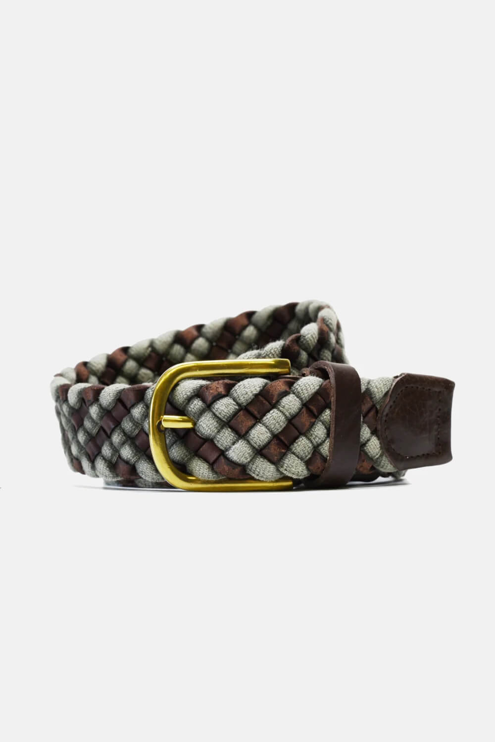 Curated Basics Brown and Grey Woven Leather Belt