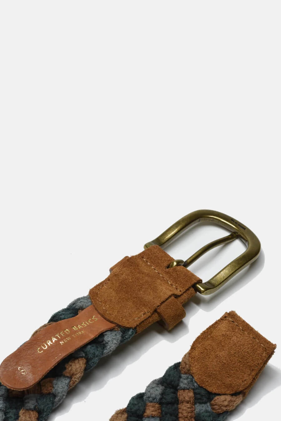Curated Basics Tan Woven Belt close up