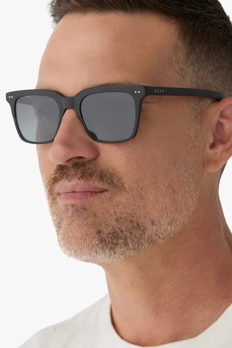 Diff Eyewear Billie Polarized Sunglasses in Matte Black + Blue Gradient