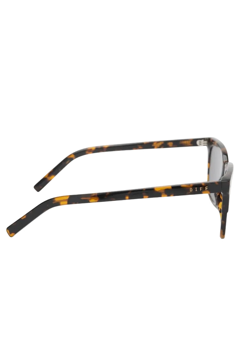 Diff Eyewear Billie Polarized Sunglasses in Shadow Tortoise + Grey side view