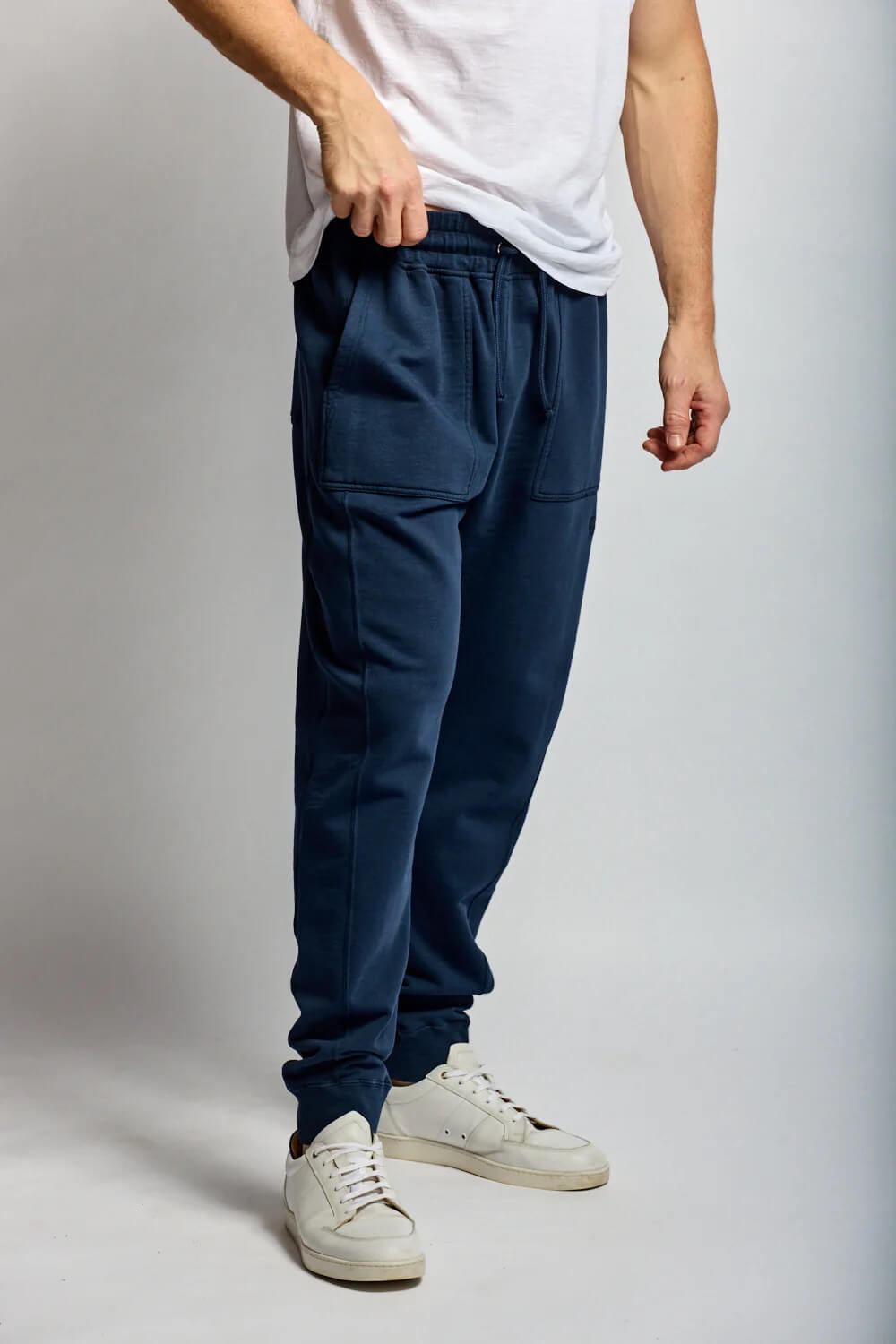 Slub Cotton Sweatpant in Navy by Easy Mondays front