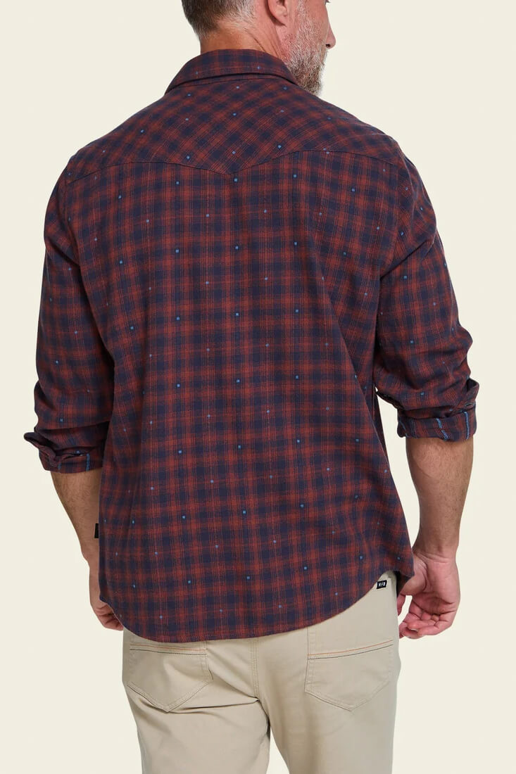 Howler Brothers La Grange Lightweight Flannel men's regular-fit brushed cotton shirt with western yokes, chest pocket, and coconut buttons.