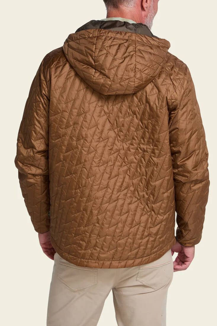 Howler Brothers Voltage Full Zip Jacket men's lightweight insulated hooded jacket with lightning-bolt quilting and packable design.