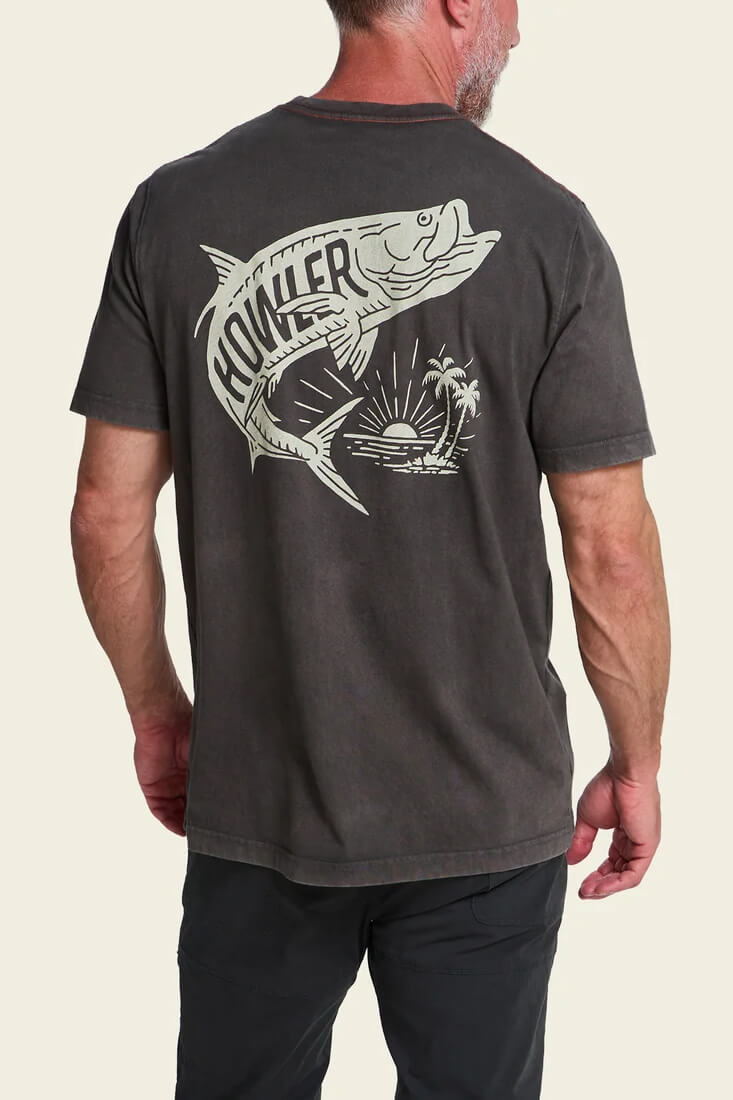 Howler Brothers Dancin’ King Cotton Pocket T-Shirt men's regular-fit cotton tee with front patch pocket and screen-printed artwork.
