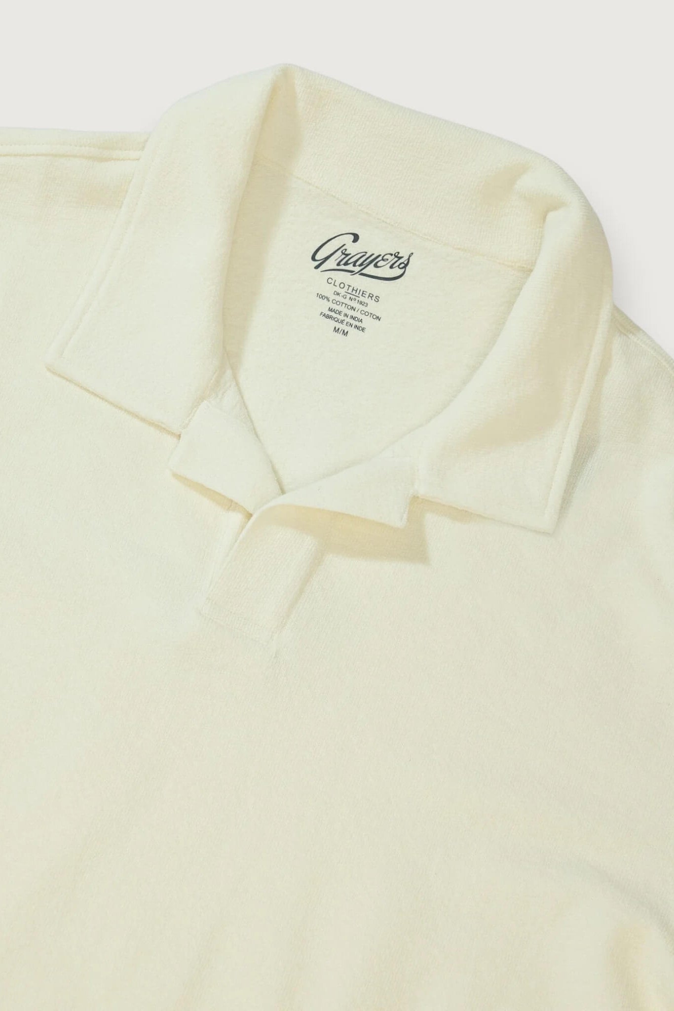 Grayers Baja Loopback Polo in Sand collar close up