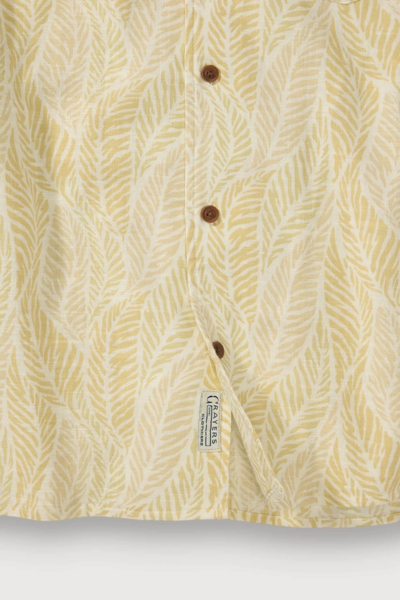 Grayers Cottage Loom Shirt in Cande Fade button close up