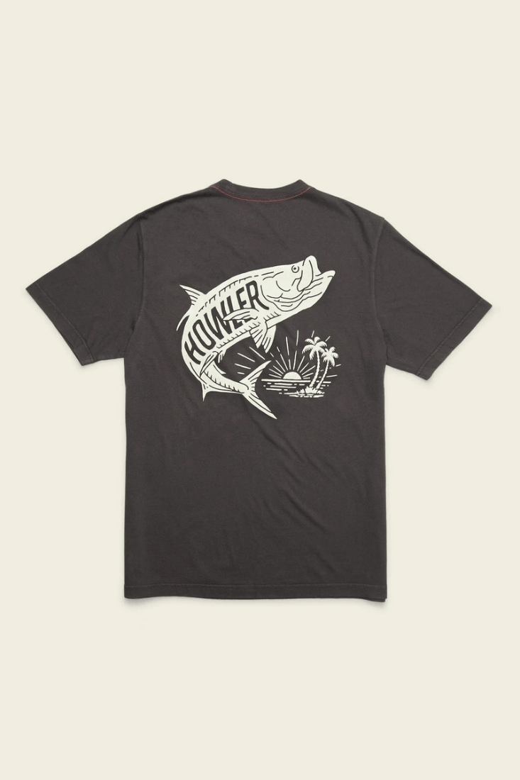 Howler Brothers Dancin’ King Cotton Pocket T-Shirt men's regular-fit cotton tee with front patch pocket and screen-printed artwork.