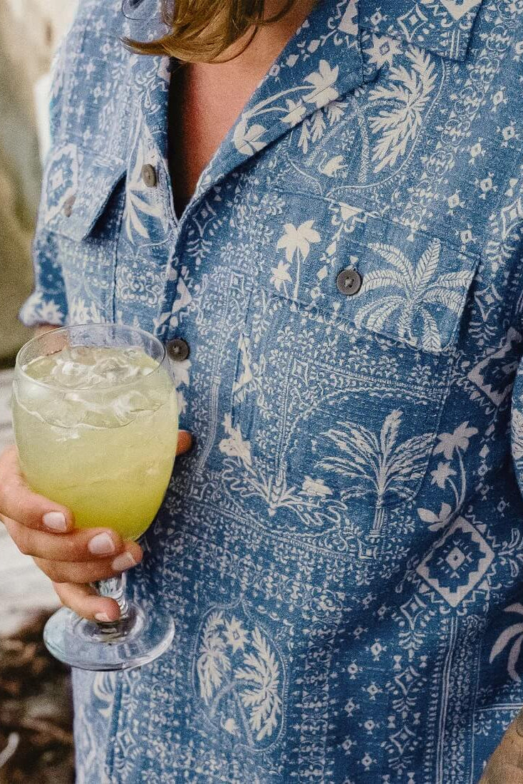 Howler Bros. Shores Club Shirt in Palmetto Profecy Storm Blue lifestyle