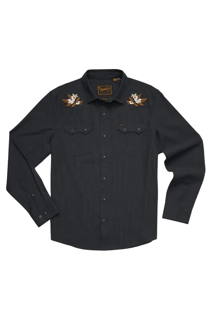 Howler Bros Crosscut Deluxe LS in Orange Blossoms - Antique Black flat product