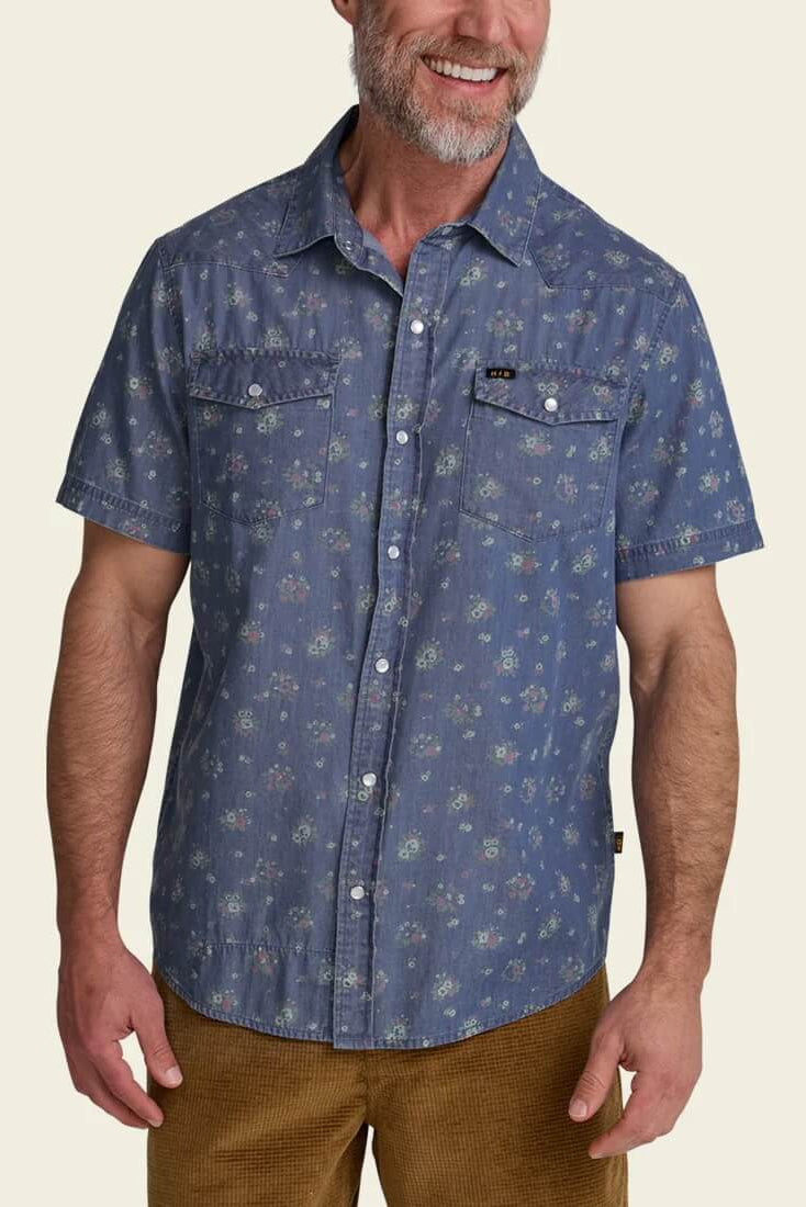 Howler Bros H Bar B Snapshirt in Bouquets Washed Indigo