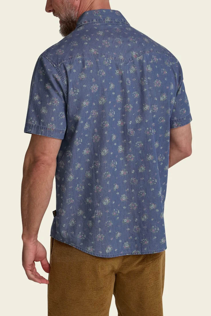 Howler Bros H Bar B Snapshirt in Bouquets Washed Indigo back fit