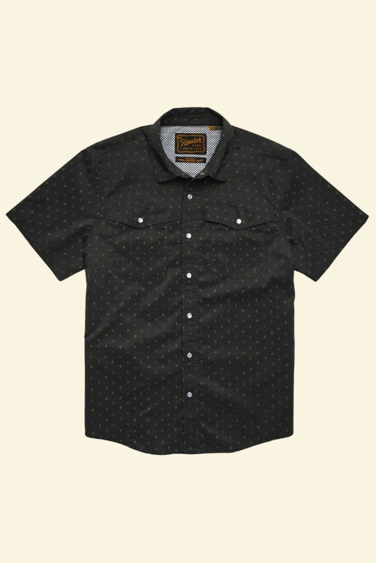 Howler Bros Open Country Tech Shirt in Supernovas Antique Black flat product