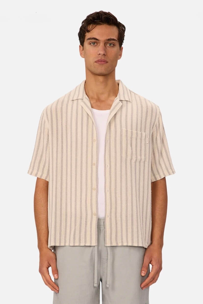 Industrie The Cresta Short Sleeve Shirt IN Off White/Blue