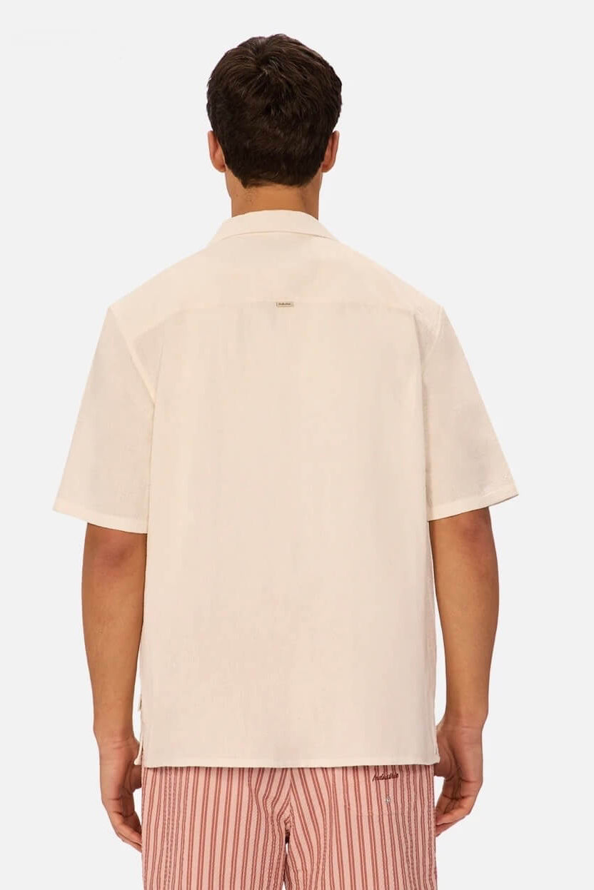 Industrie The Marbella Short Sleeve Shirt in Cream back fit