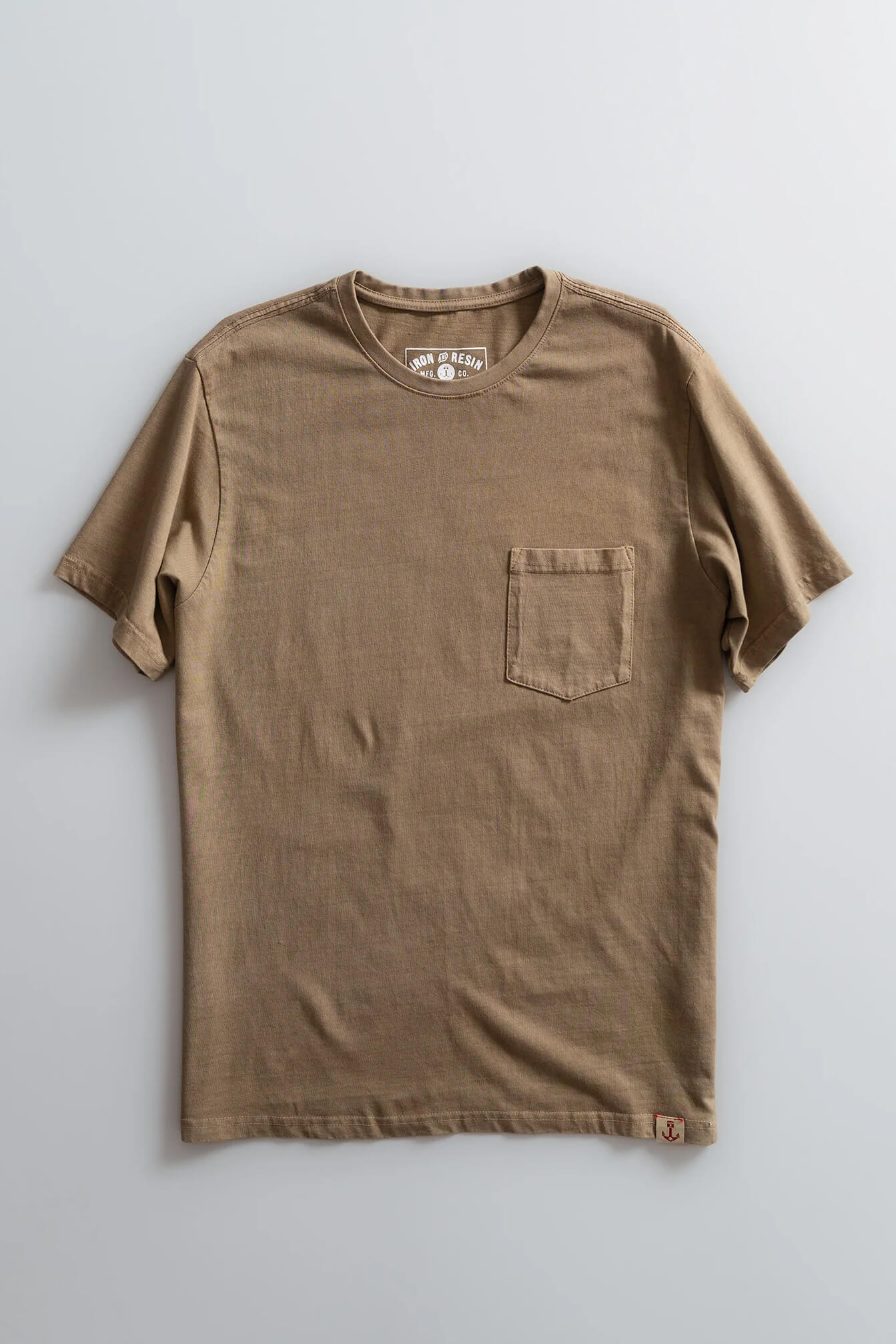 Iron & Resin Faded Pocket Tee in brown