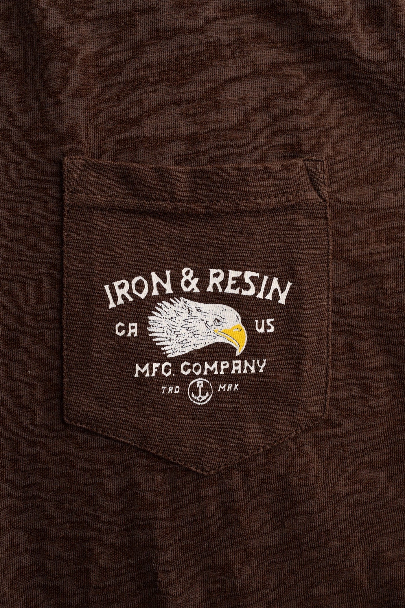 Iron & Resin Don't Ruin It Tee in Brown front pocket