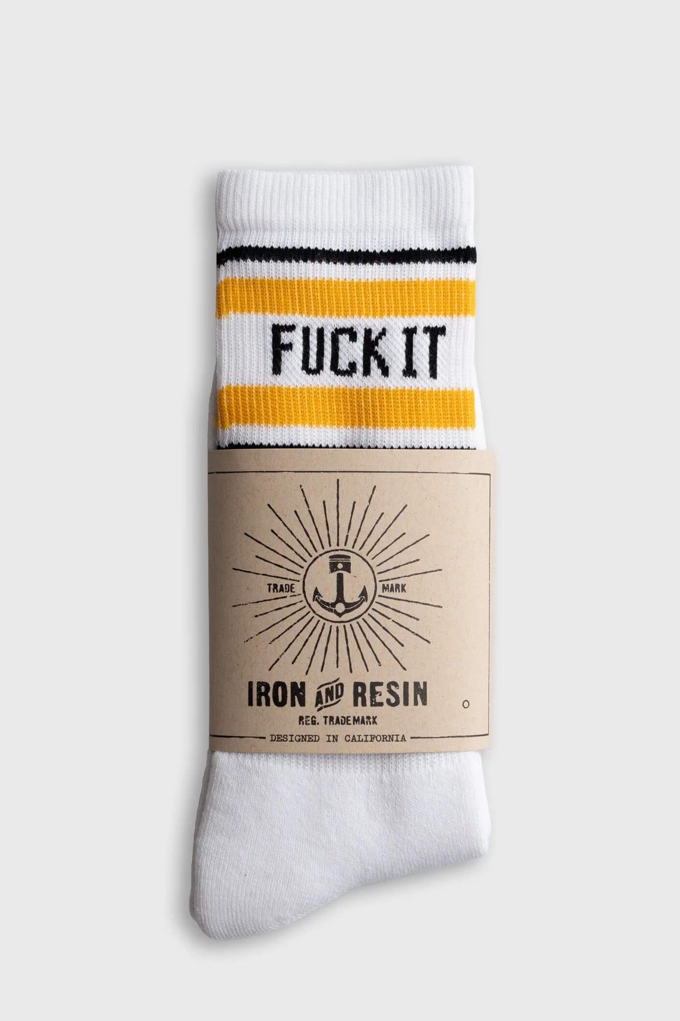Iron & Resin Fuck It Sock in White
