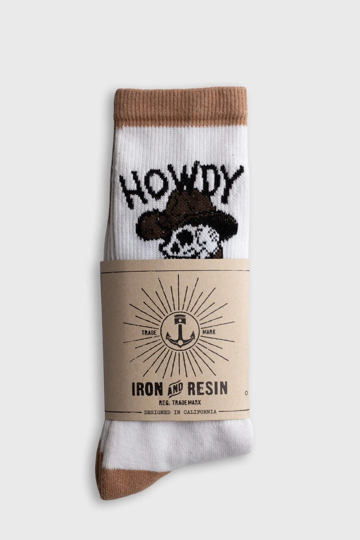 Iron & Resin Howdy Sock in Beige