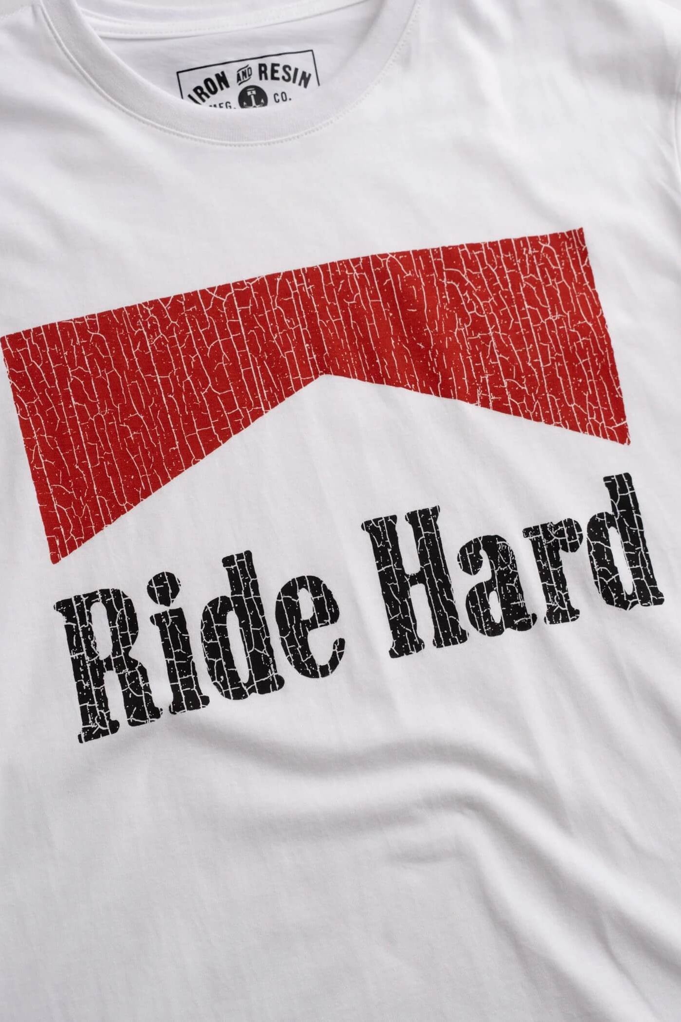Iron & Resin Ride Hard Tee in White graphic