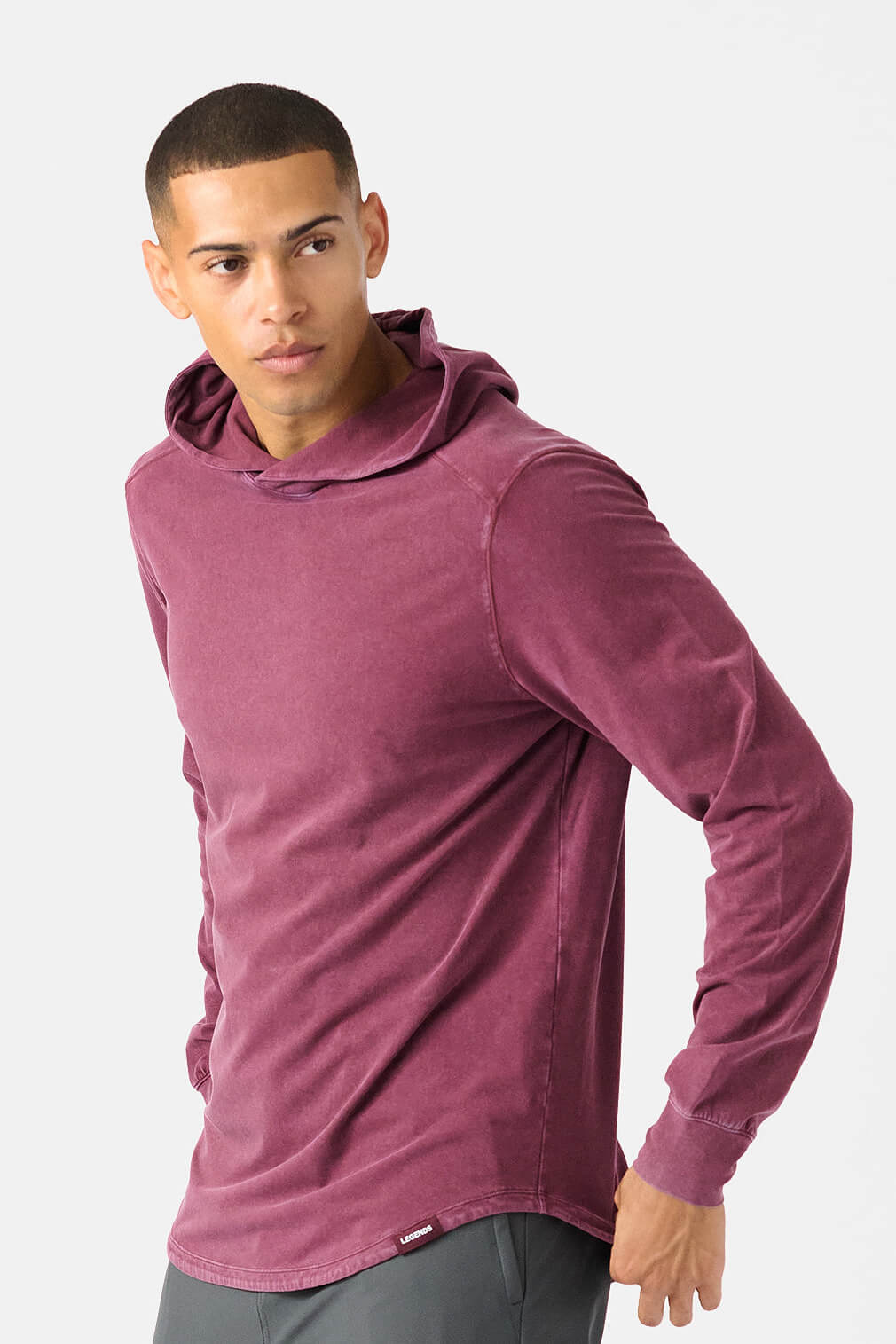 Legends Aviation Tee Hooded LS men's long sleeve hooded shirt with relaxed fit and curved hem