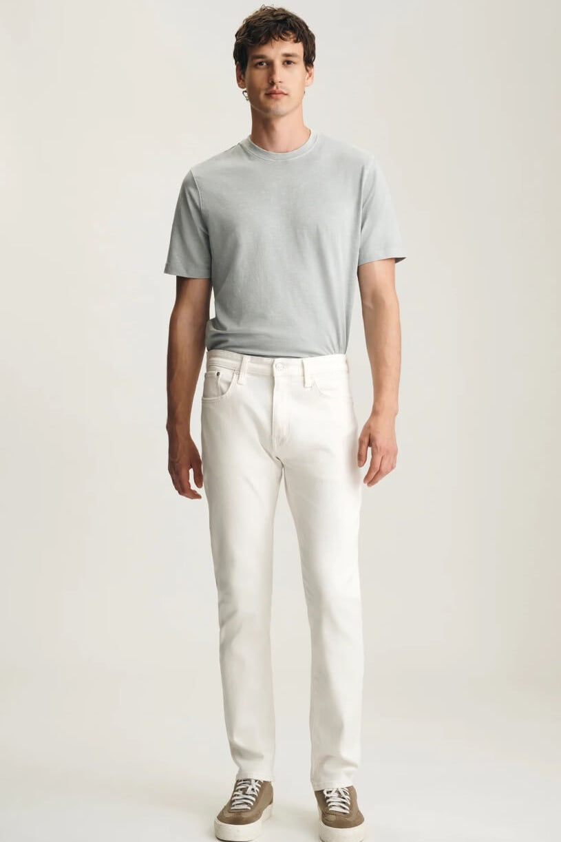 Marcus Slim Straight Leg Jeans in Off White Classic Blue