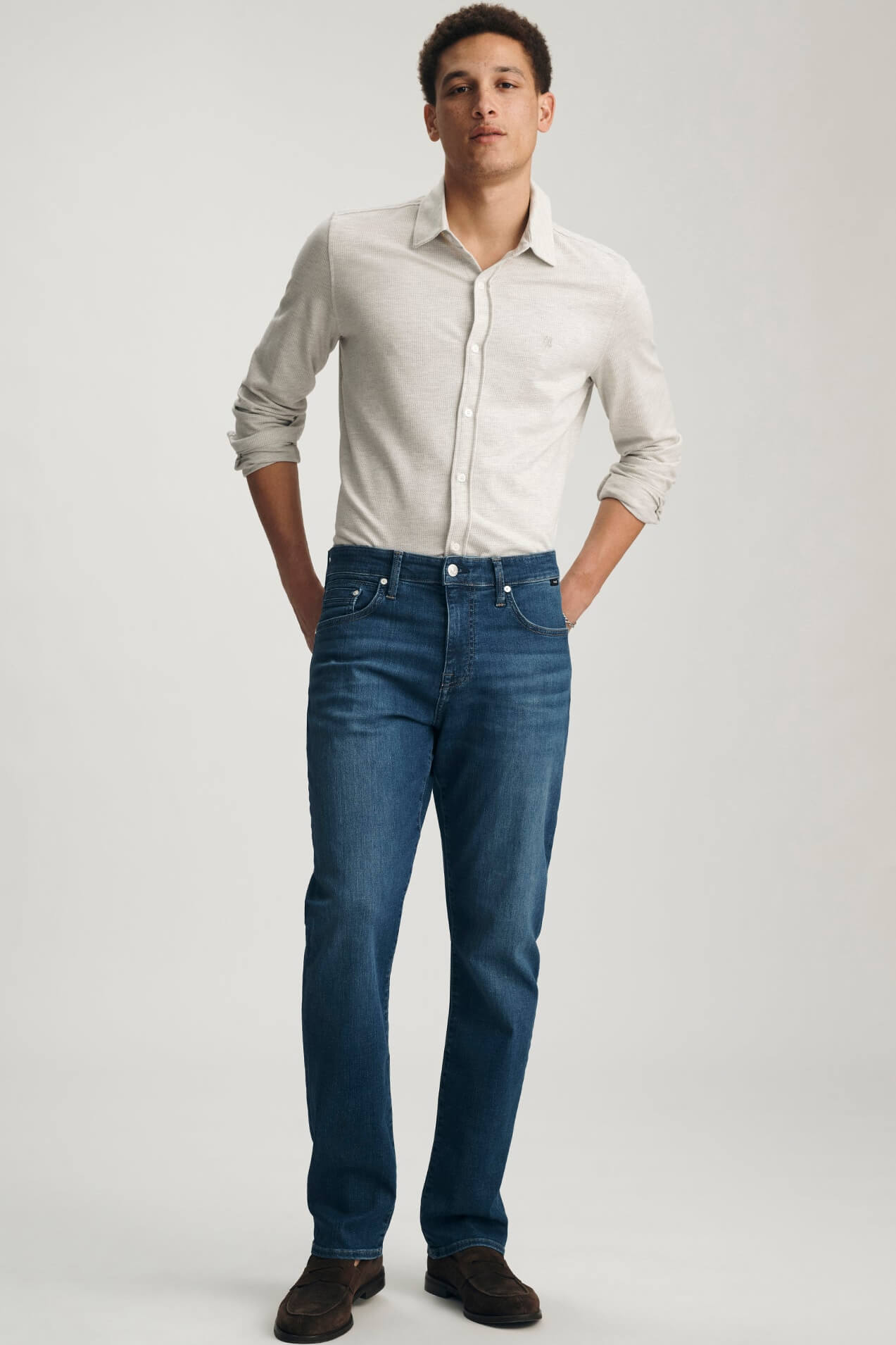 Mavi Matt Relaxed Straight in dark brushed organic vintage