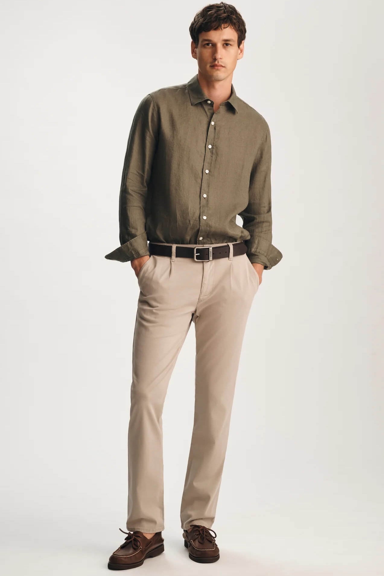 Mavi Will Pleated Straight Chino Pants in Nature City