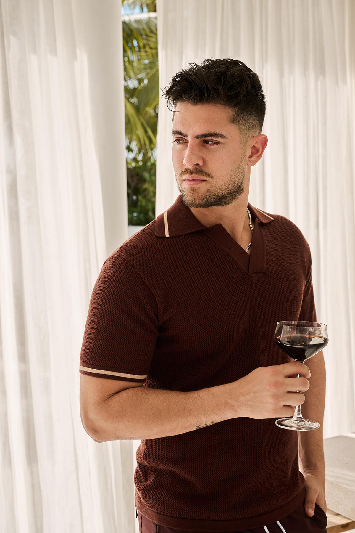 Espresso Crochet Polo