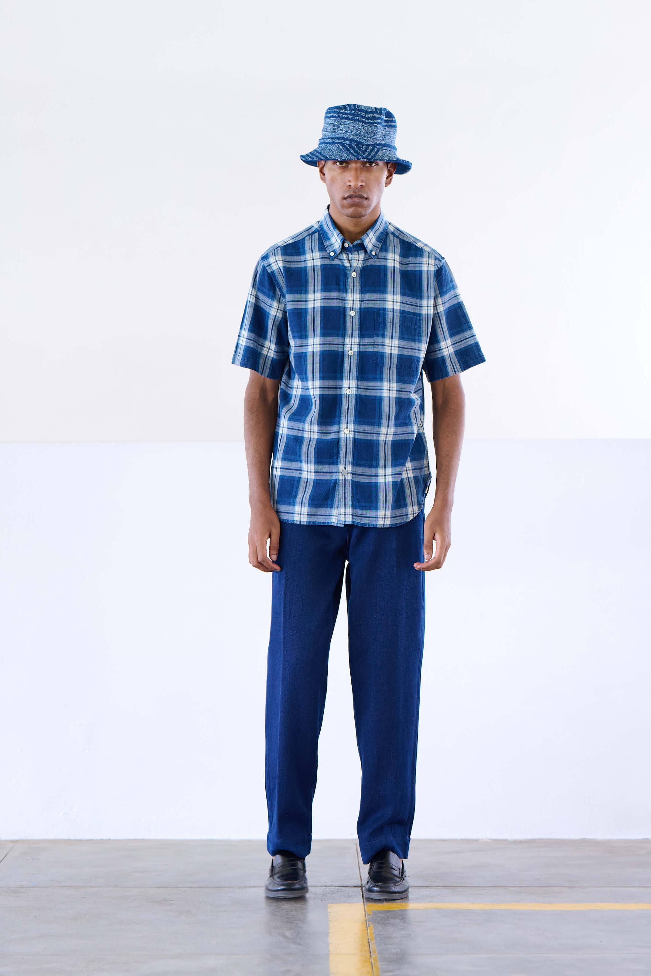 Original Madras No.6 Classic Button Down Collar Short Sleeve Shirt in 07 pattern