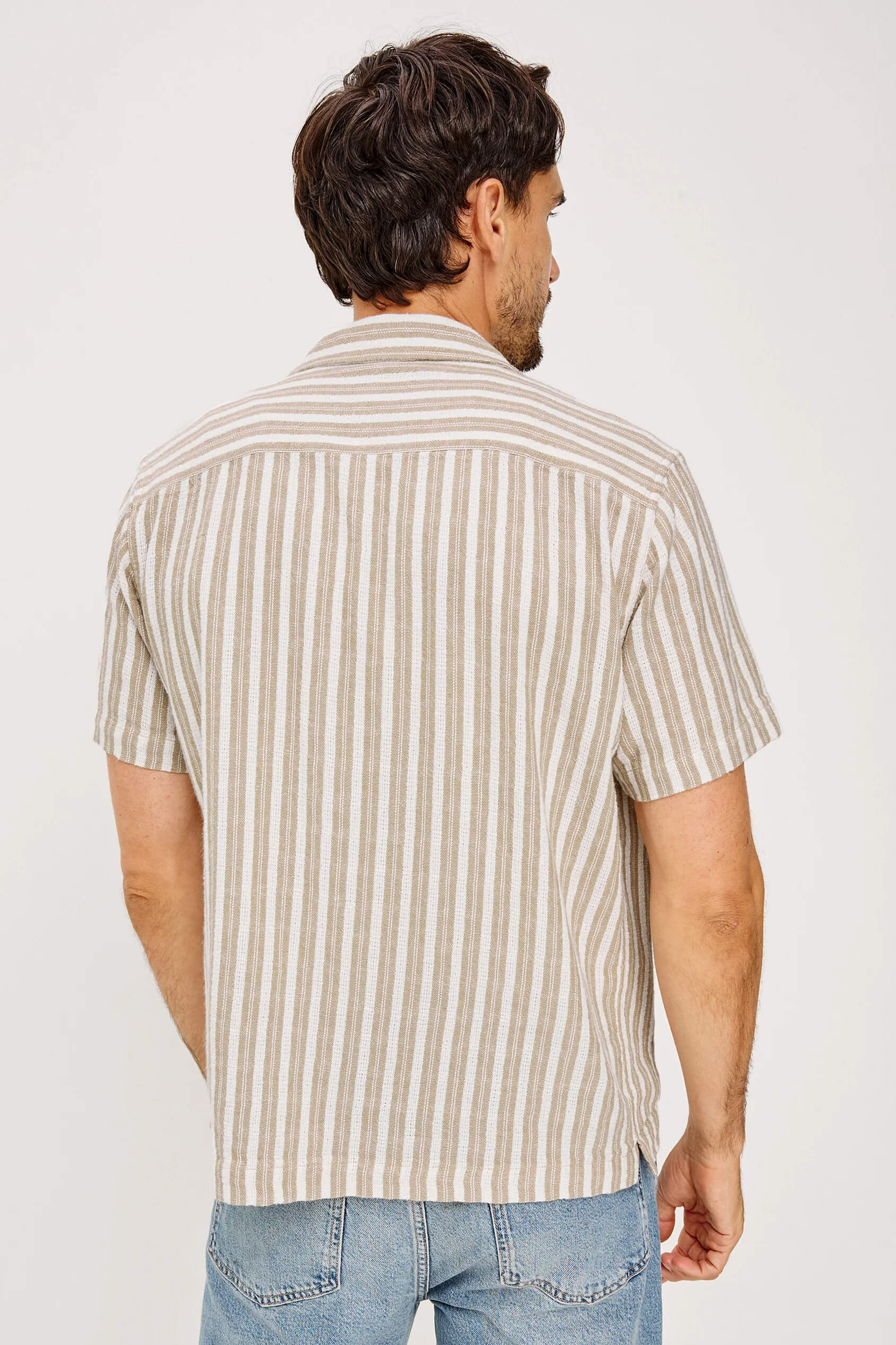 Rails Fielder Shirt in khaki white stripe