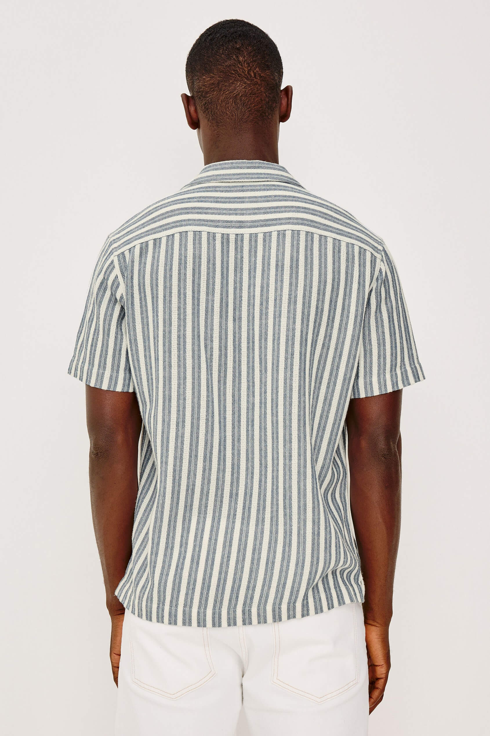 Rails Fielder Shirt in marine white stripe back