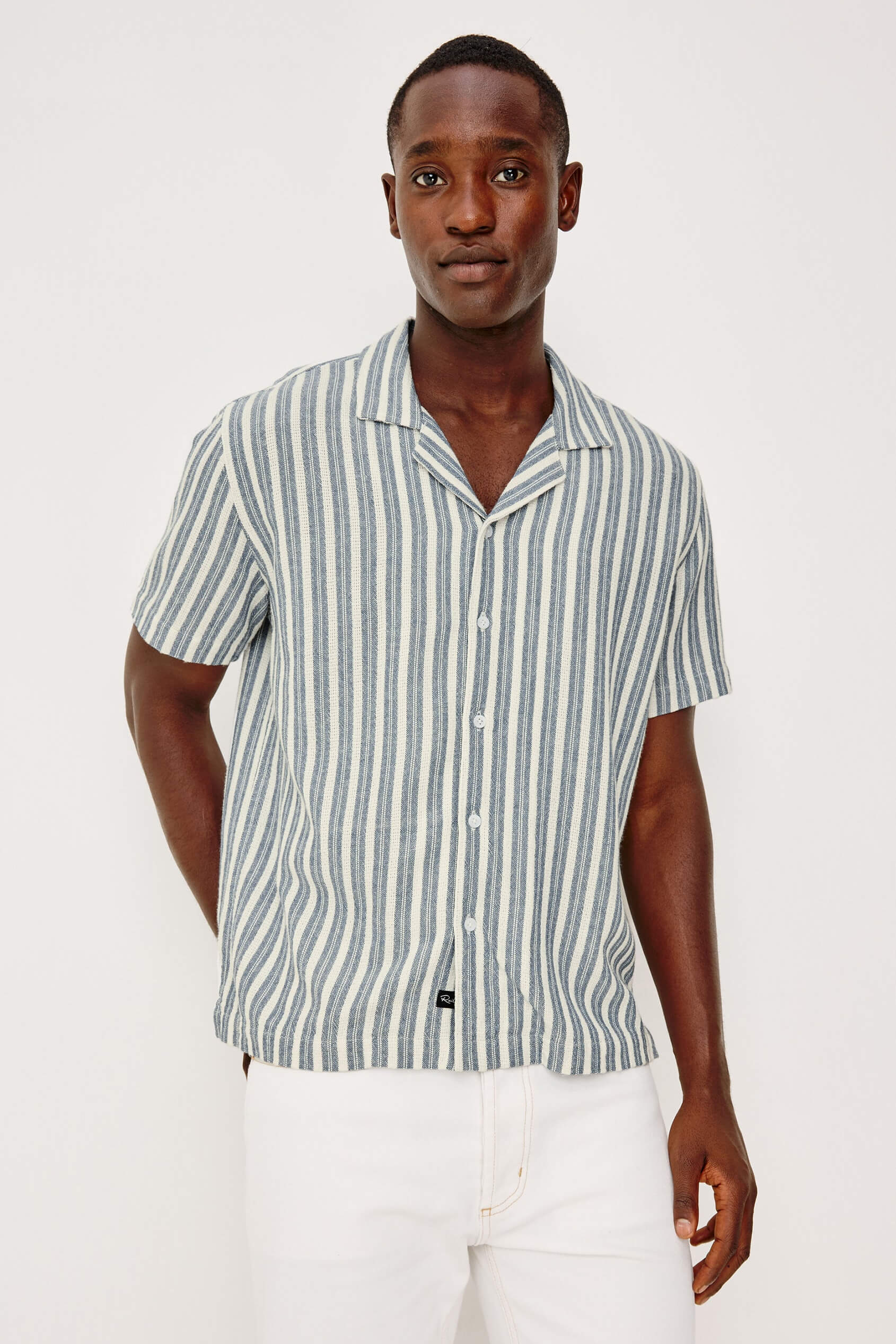 Rails Fielder Shirt in marine white stripe style