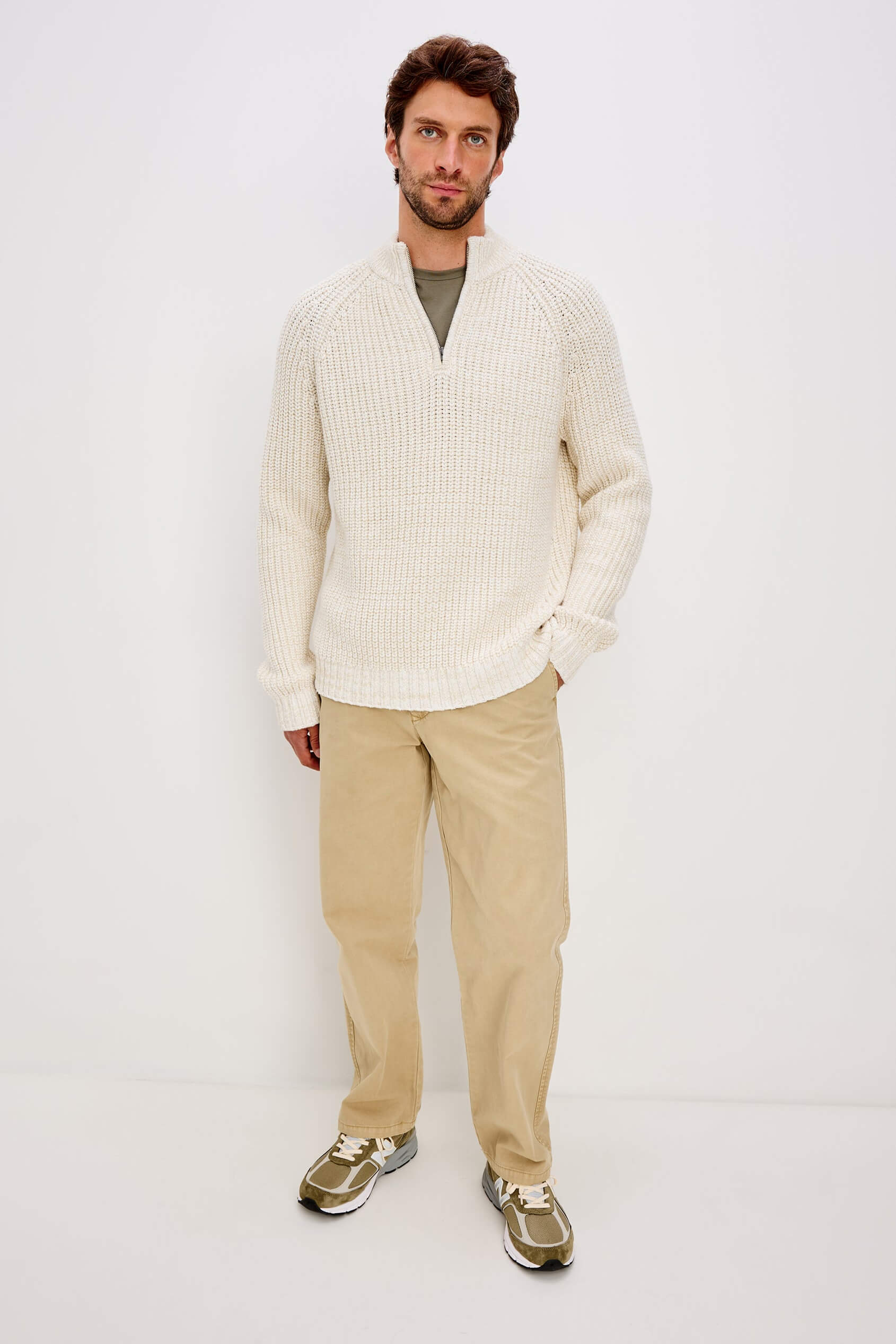 Rails Stratton Quarter Zip in snowdrift marl