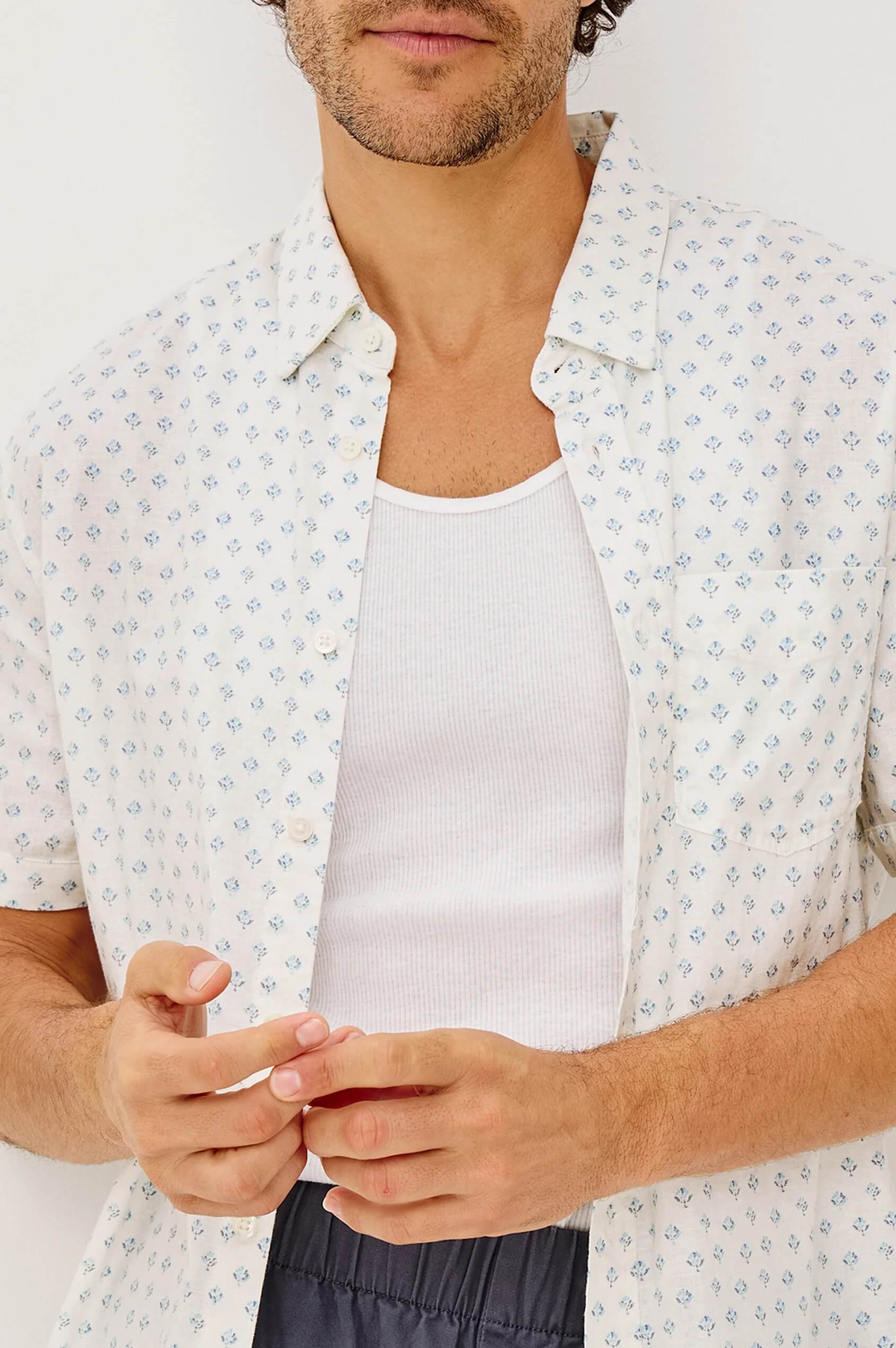 Rails Carson shirt in White Blue Block close up