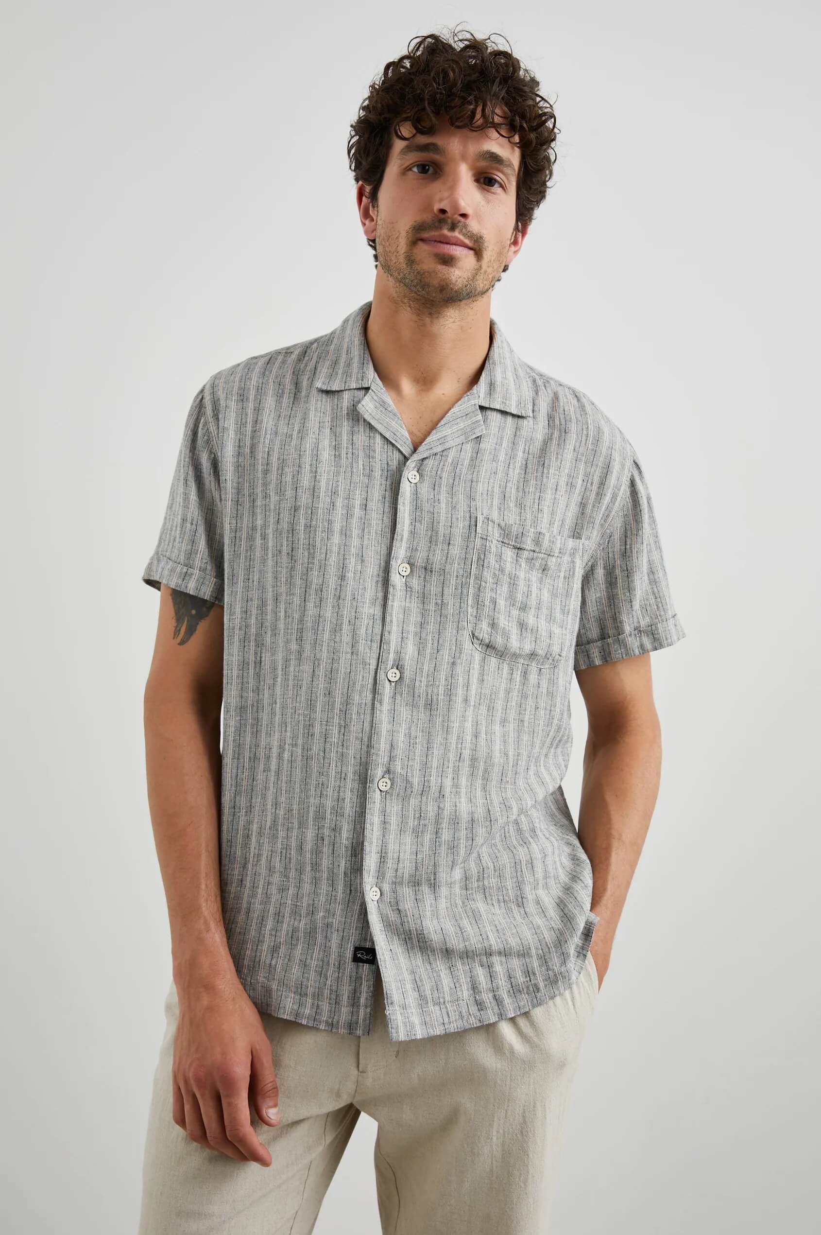 Rails Waimea shirt in Quinoa Navy Stripe