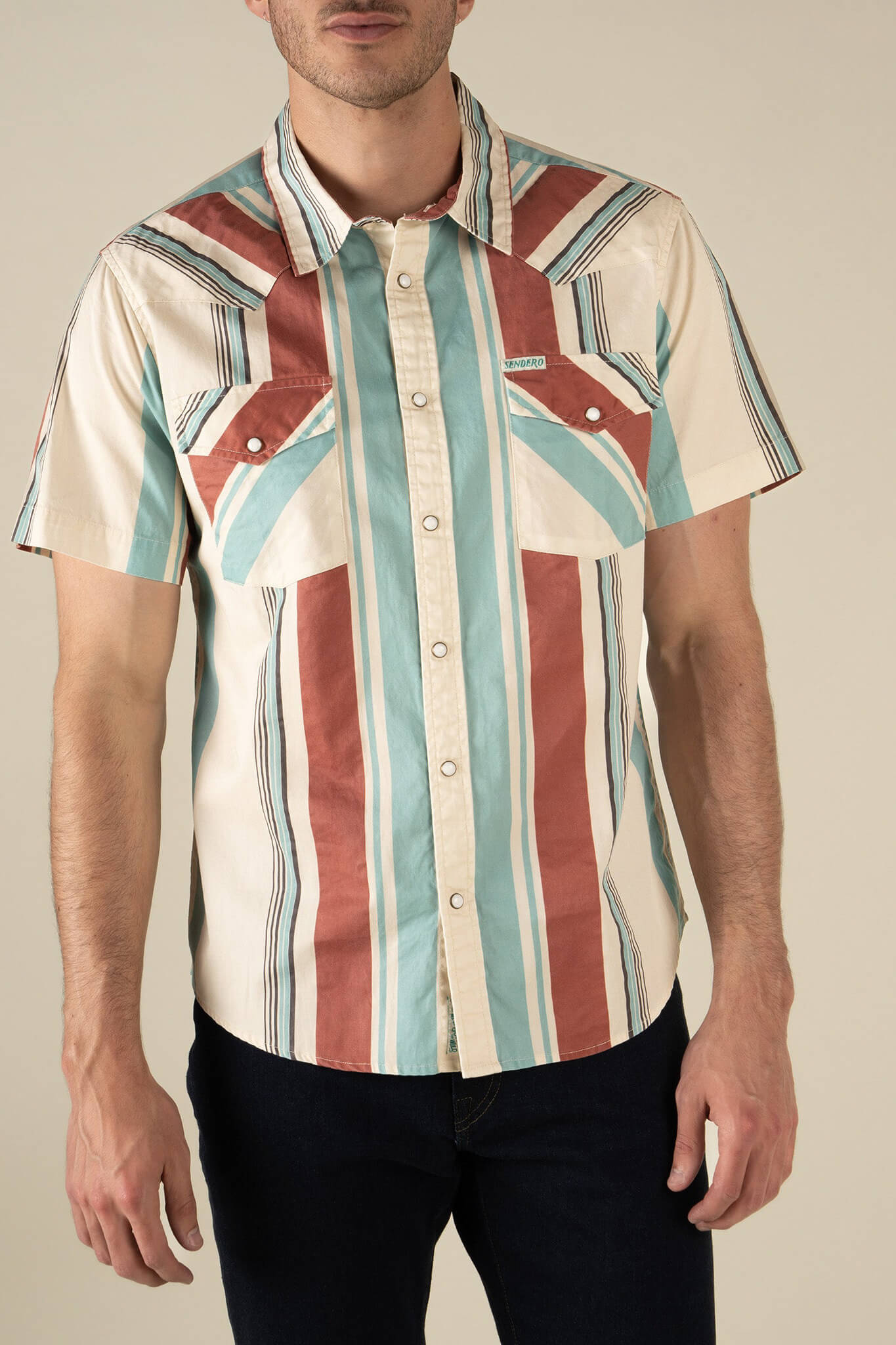 Sendero Wyatt short sleeve Shirt in stagecoach stripe